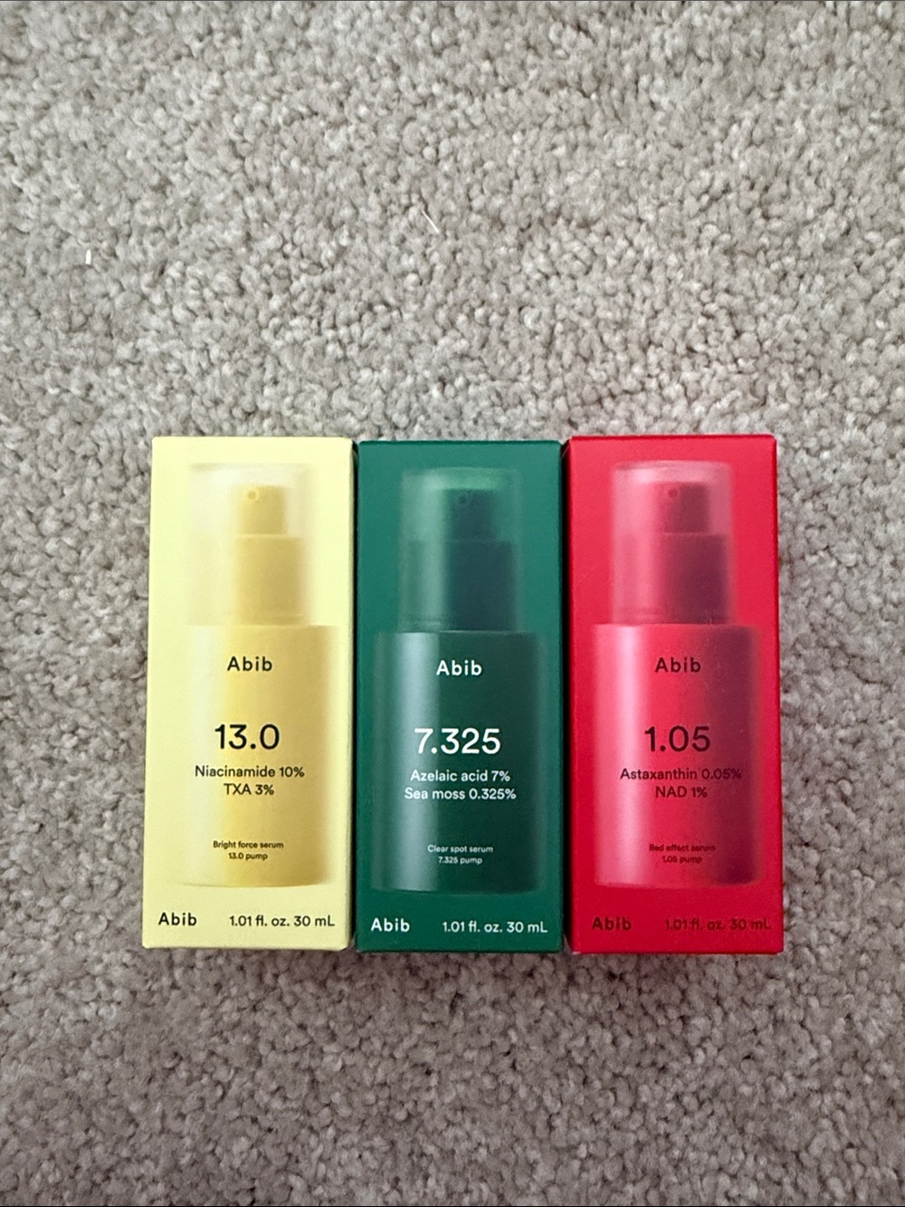 Abib Skincare Trio Serums - Yellow, Green, Red